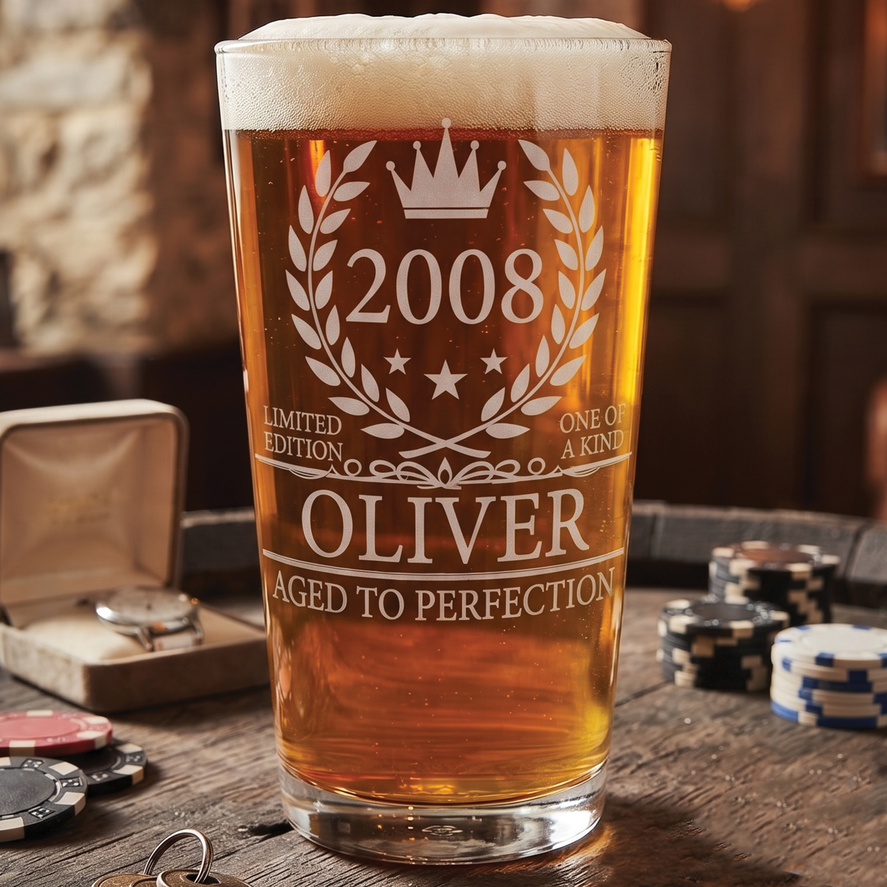 18th Birthday Beer Glass
