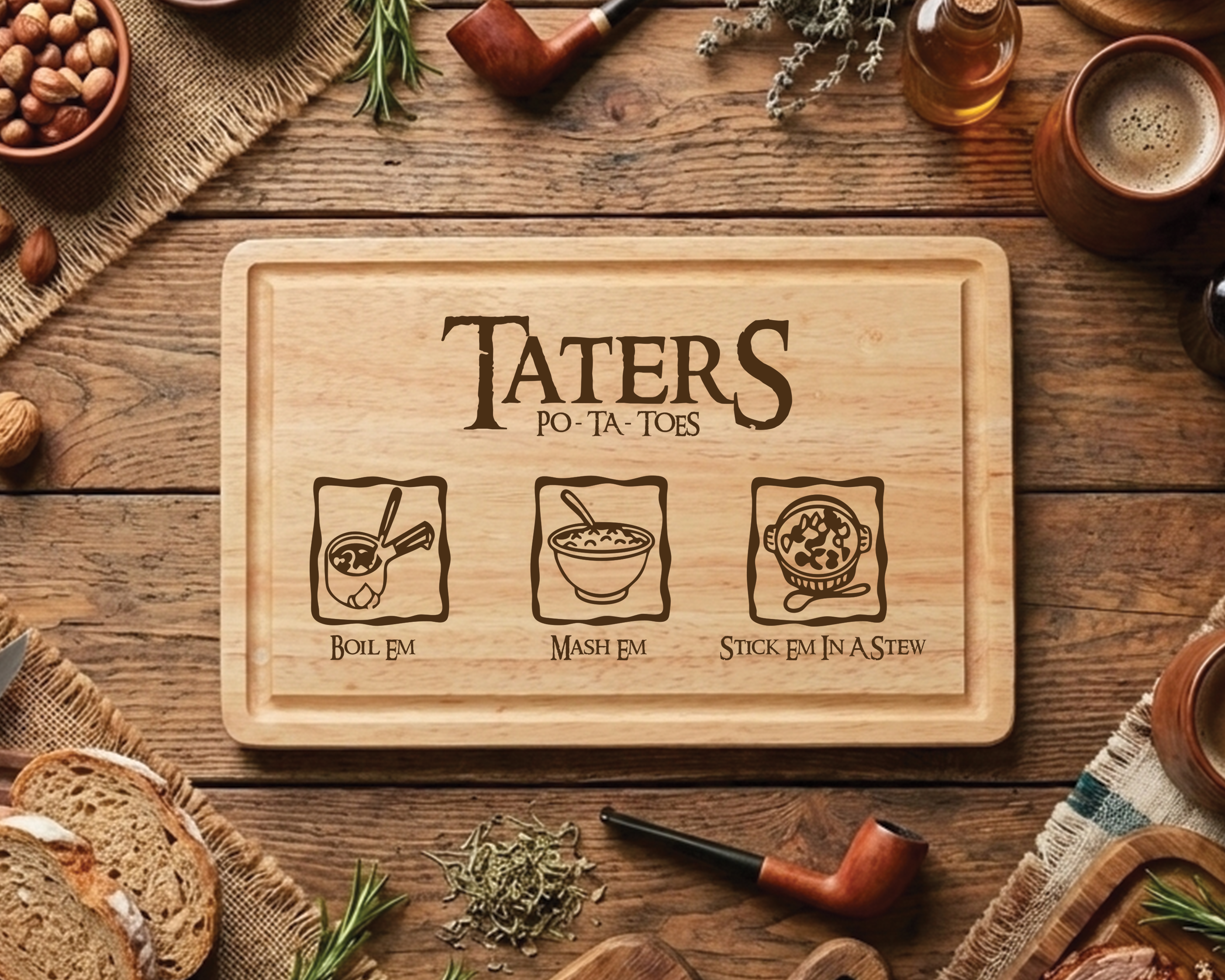 Taters Potatoes Chopping Board